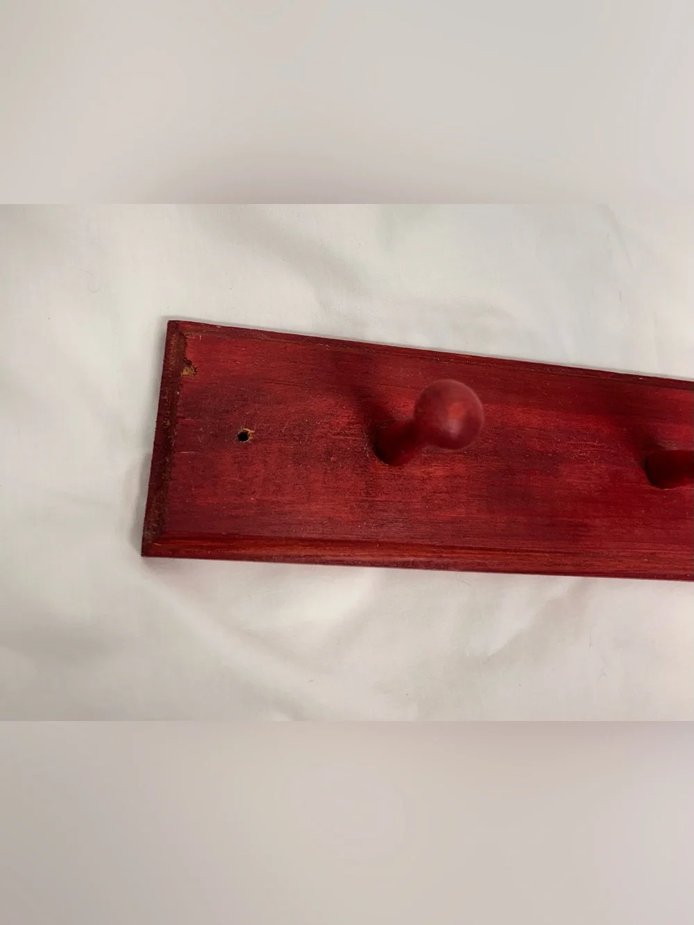 Vintage Red Wooden 4-Peg Wall Mount Coat Rack Towel Rail 18”
